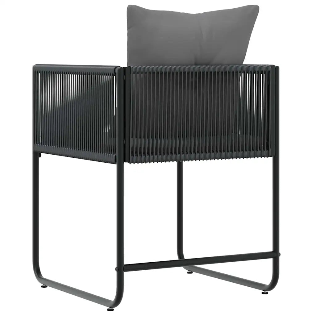 Scaun cu pernă 4 pcs Negru și antracit Ratan PE