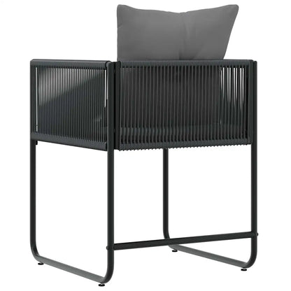 Scaun cu pernă 4 pcs Negru și antracit Ratan PE