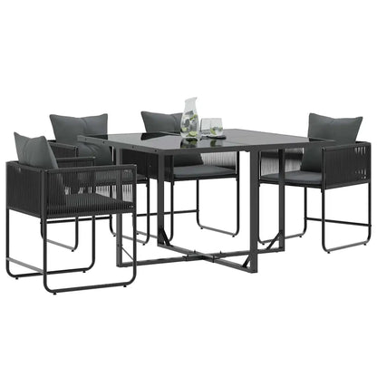 Scaun cu pernă 4 pcs Negru și antracit Ratan PE