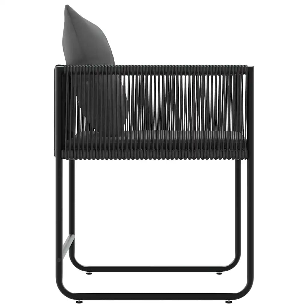 Scaun cu pernă 4 pcs Negru și antracit Ratan PE