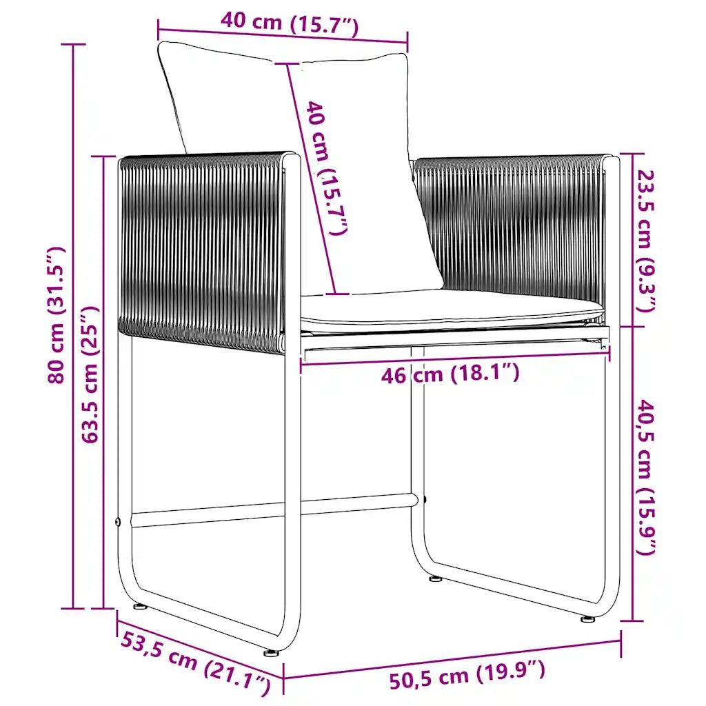 Scaun cu pernă 4 pcs Negru și antracit Ratan PE