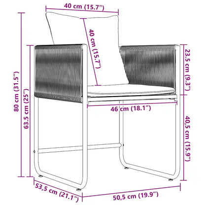 Scaun cu pernă 4 pcs Negru și antracit Ratan PE