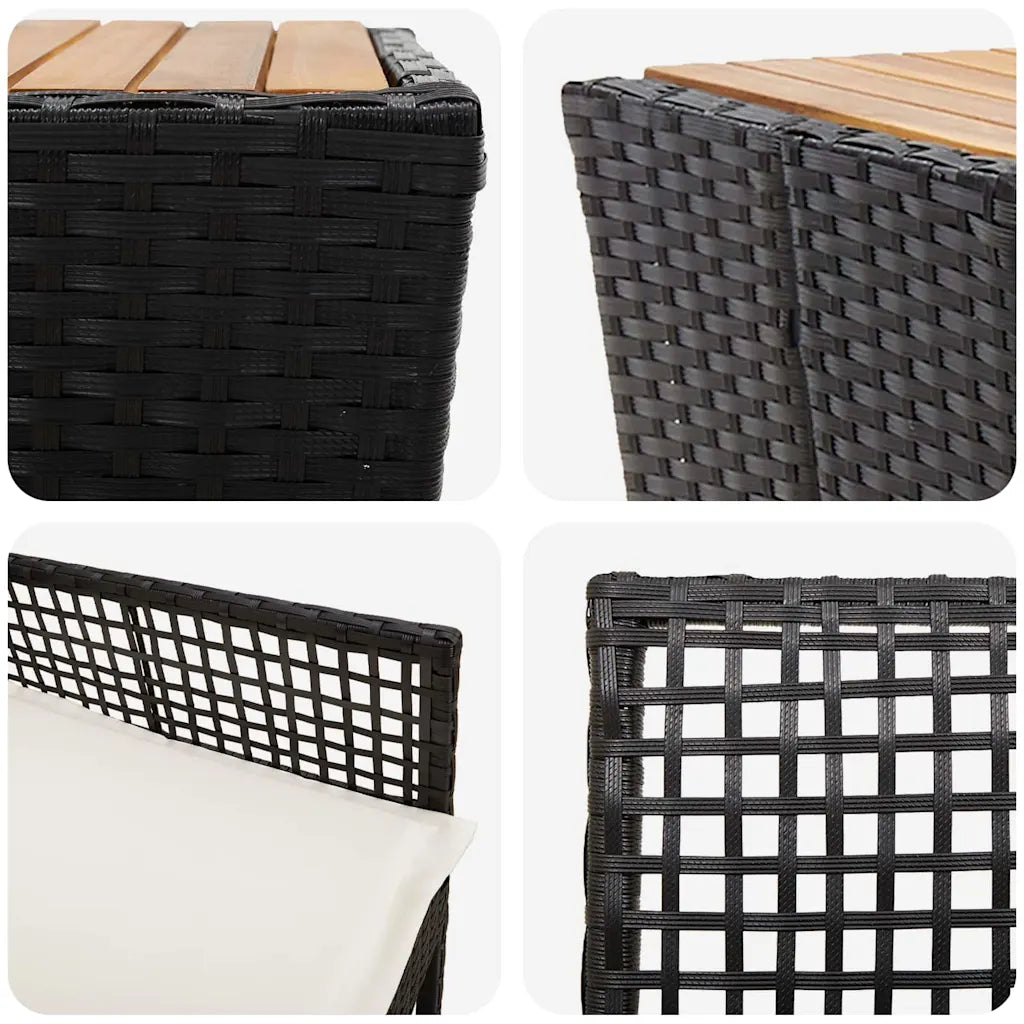 Set Bistro de Grădină 3 pcs Negru poliratan