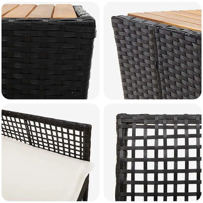 Set Bistro de Grădină 3 pcs Negru poliratan