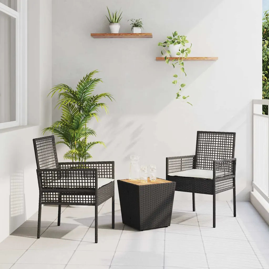 Set Bistro de Grădină 3 pcs Negru poliratan