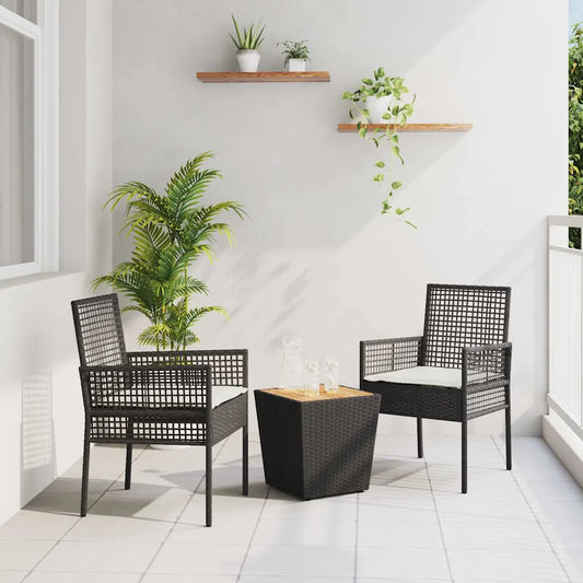 Set Bistro de Grădină 3 pcs Negru poliratan