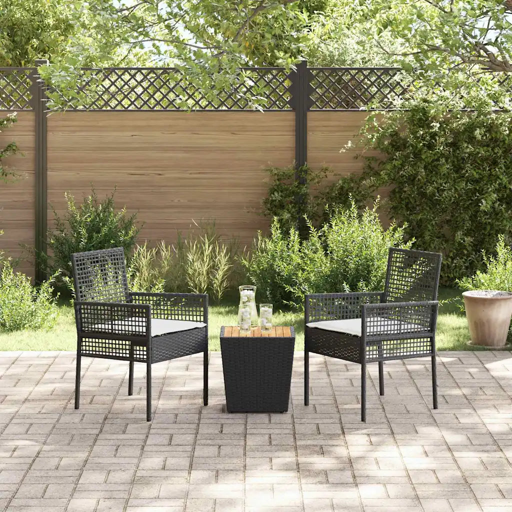 Set Bistro de Grădină 3 pcs Negru poliratan