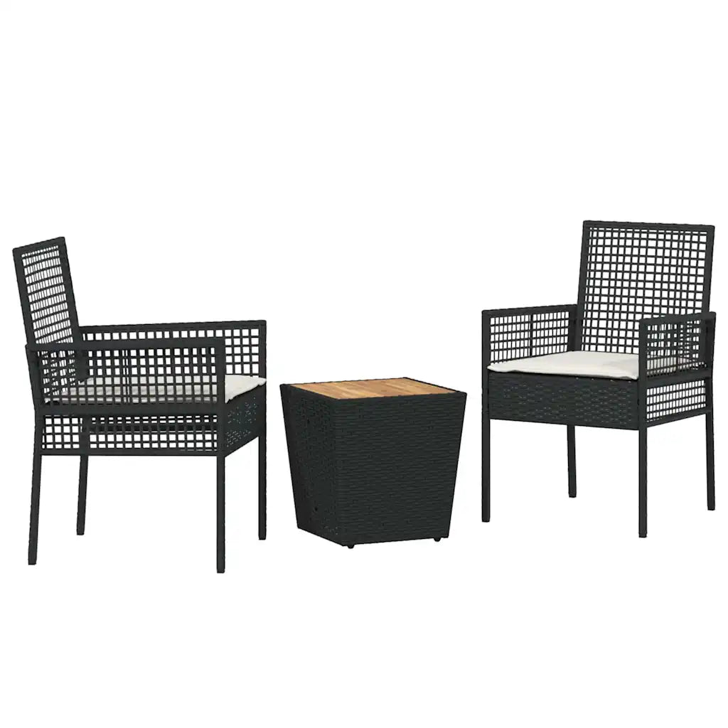 Set Bistro de Grădină 3 pcs Negru poliratan