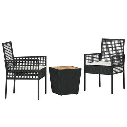 Set Bistro de Grădină 3 pcs Negru poliratan
