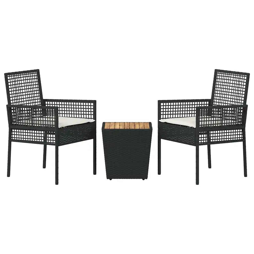 Set Bistro de Grădină 3 pcs Negru poliratan