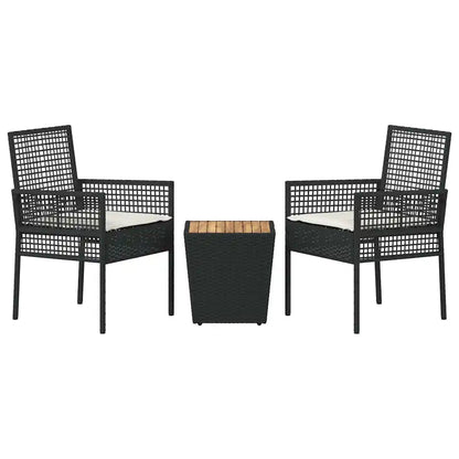 Set Bistro de Grădină 3 pcs Negru poliratan