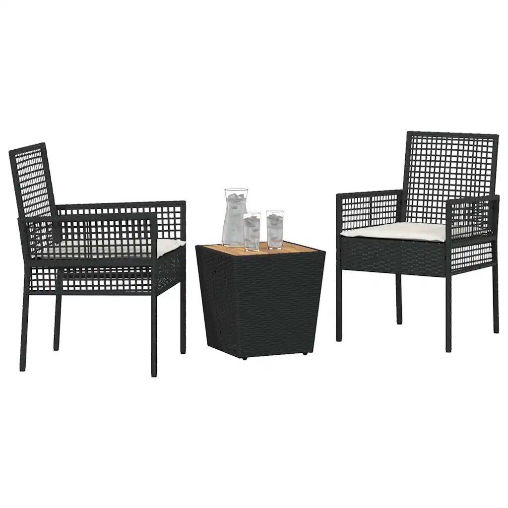 Set Bistro de Grădină 3 pcs Negru poliratan