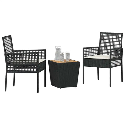 Set Bistro de Grădină 3 pcs Negru poliratan