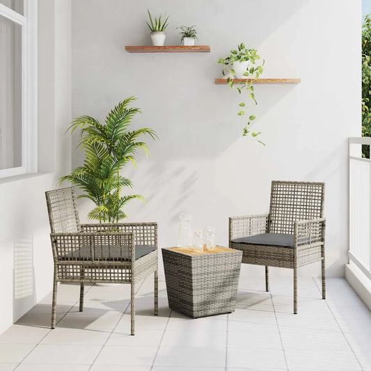 Set Bistro de Grădină 3 pcs Gri poliratan