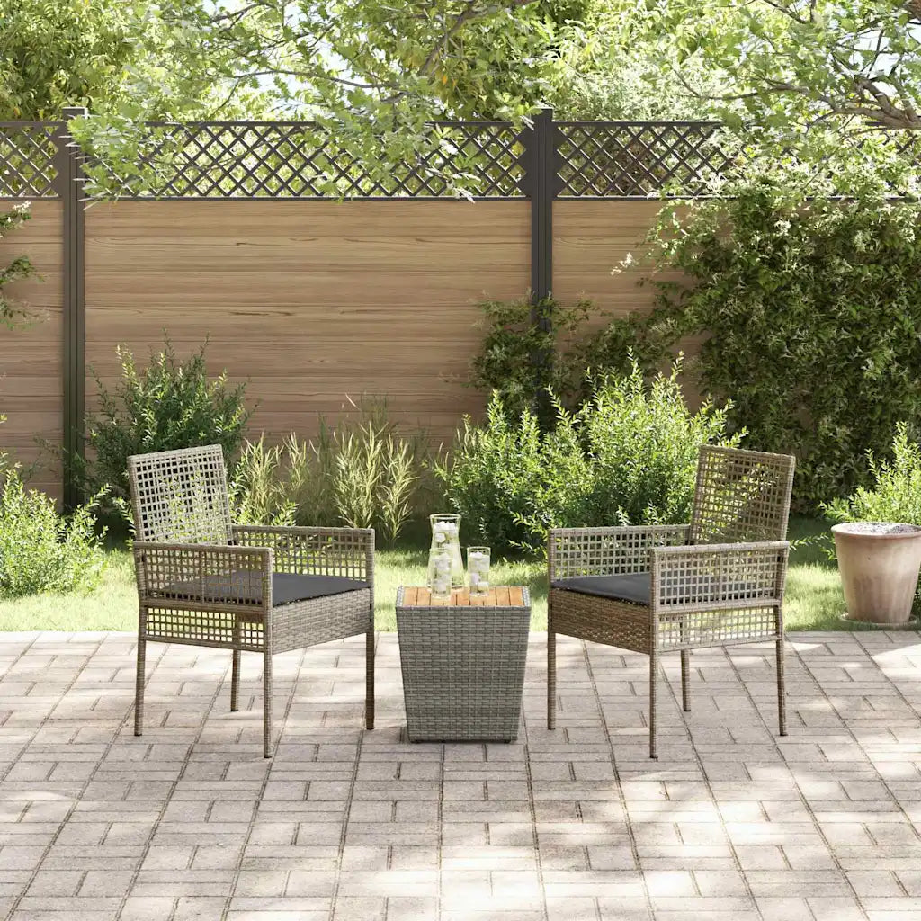 Set Bistro de Grădină 3 pcs Gri poliratan