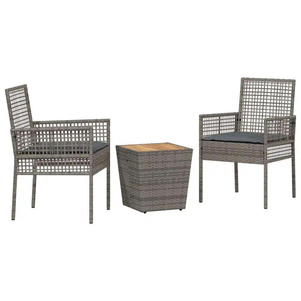 Set Bistro de Grădină 3 pcs Gri poliratan