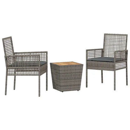 Set Bistro de Grădină 3 pcs Gri poliratan