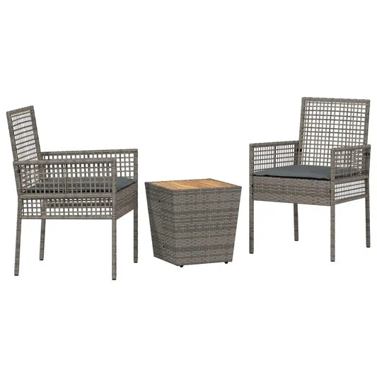 Set Bistro de Grădină 3 pcs Gri poliratan