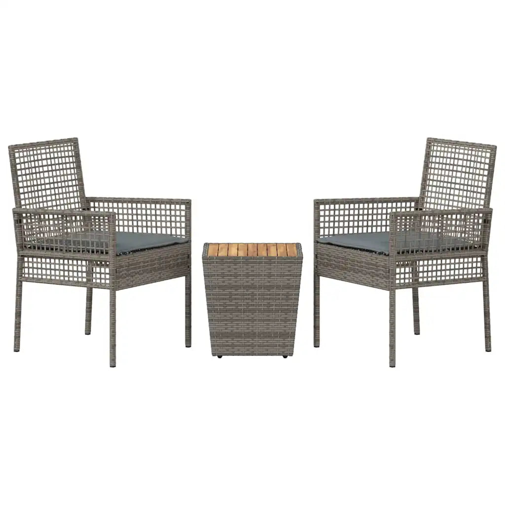 Set Bistro de Grădină 3 pcs Gri poliratan