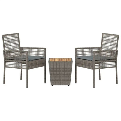 Set Bistro de Grădină 3 pcs Gri poliratan
