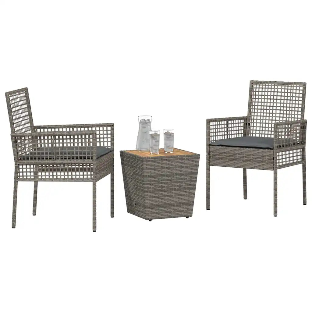 Set Bistro de Grădină 3 pcs Gri poliratan