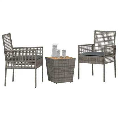Set Bistro de Grădină 3 pcs Gri poliratan