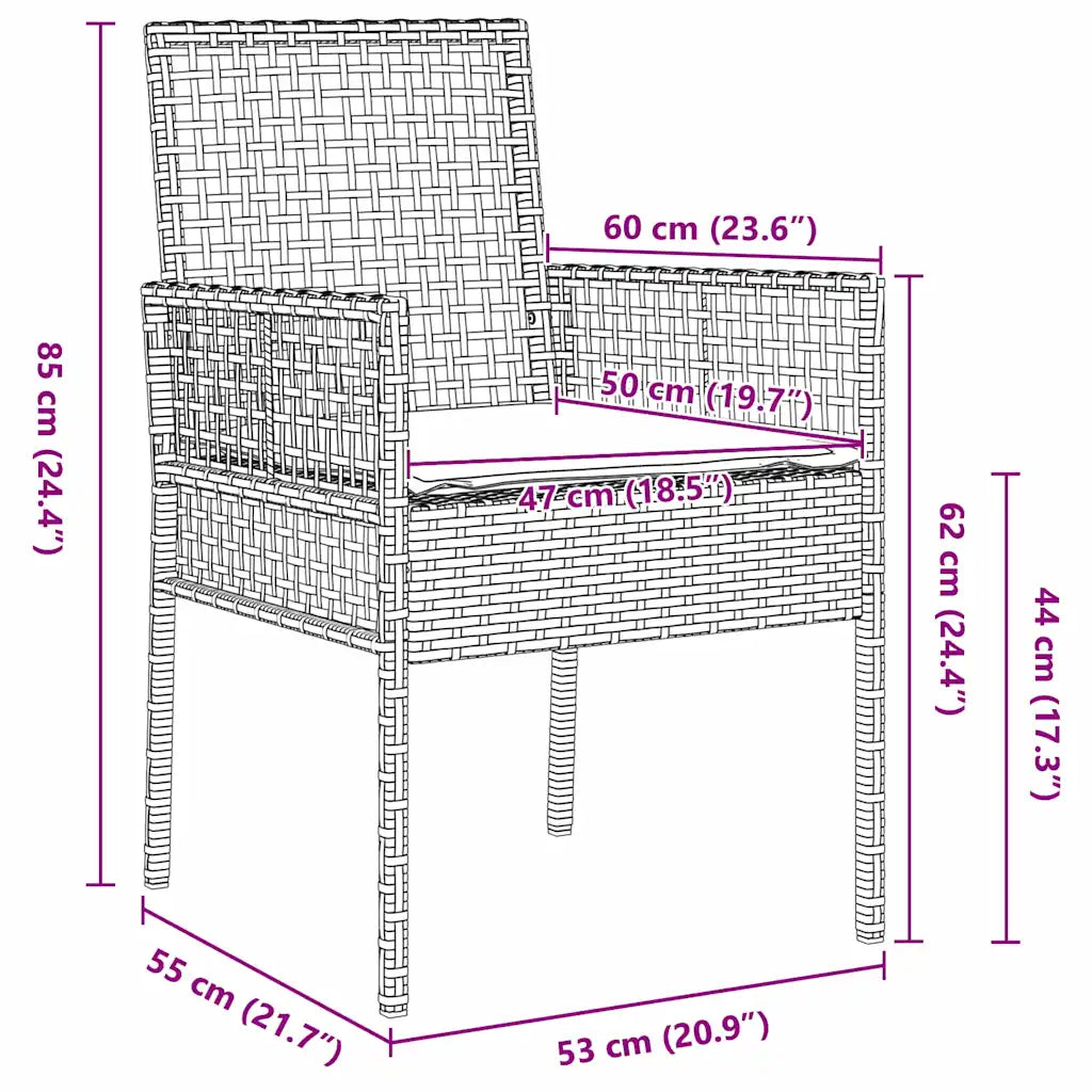Set Bistro de Grădină 3 pcs Gri poliratan