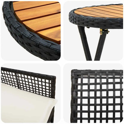 Set Bistro de Grădină 3 pcs Negru poliratan