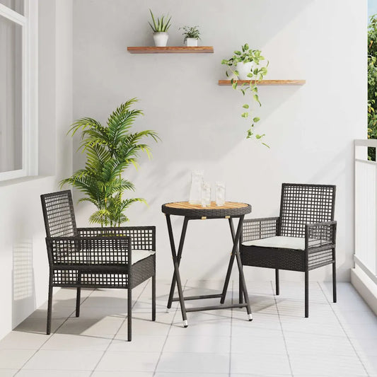 Set Bistro de Grădină 3 pcs Negru poliratan