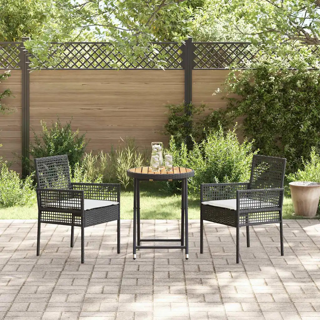 Set Bistro de Grădină 3 pcs Negru poliratan