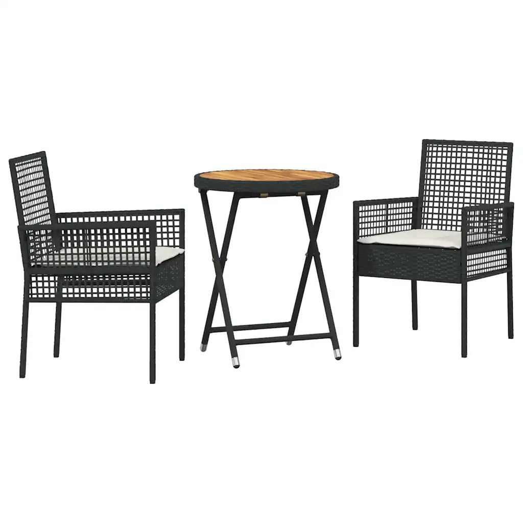 Set Bistro de Grădină 3 pcs Negru poliratan