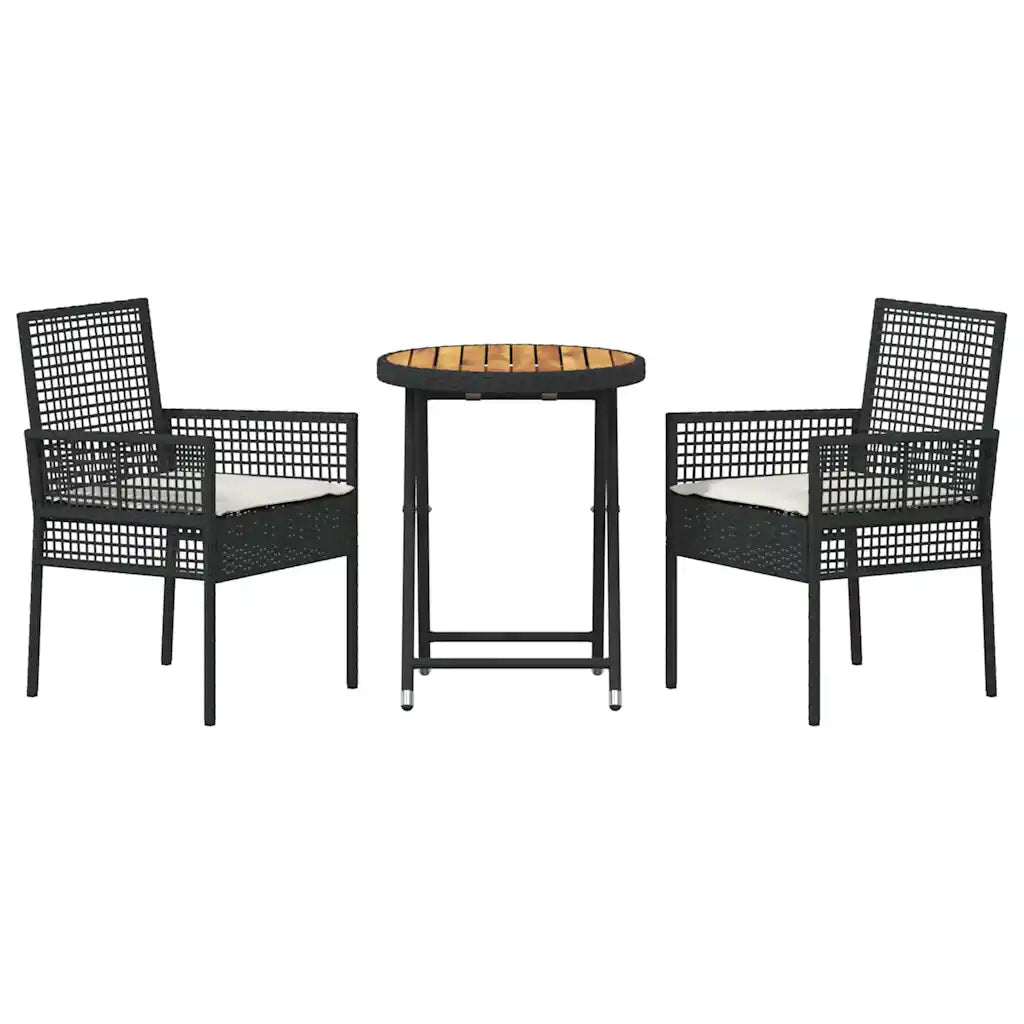 Set Bistro de Grădină 3 pcs Negru poliratan
