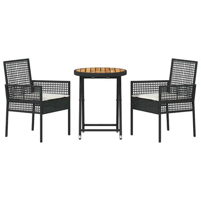 Set Bistro de Grădină 3 pcs Negru poliratan