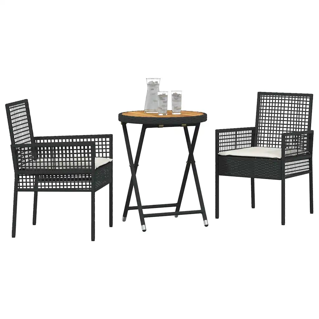 Set Bistro de Grădină 3 pcs Negru poliratan
