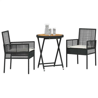Set Bistro de Grădină 3 pcs Negru poliratan