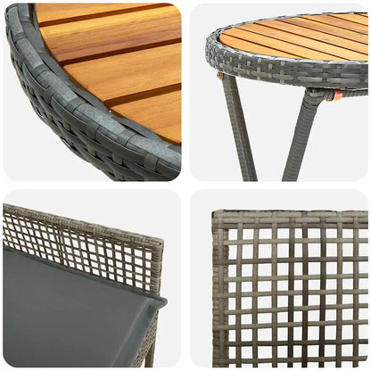 Set Bistro de Grădină 3 pcs Gri poliratan