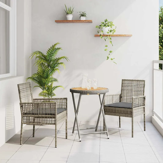 Set Bistro de Grădină 3 pcs Gri poliratan