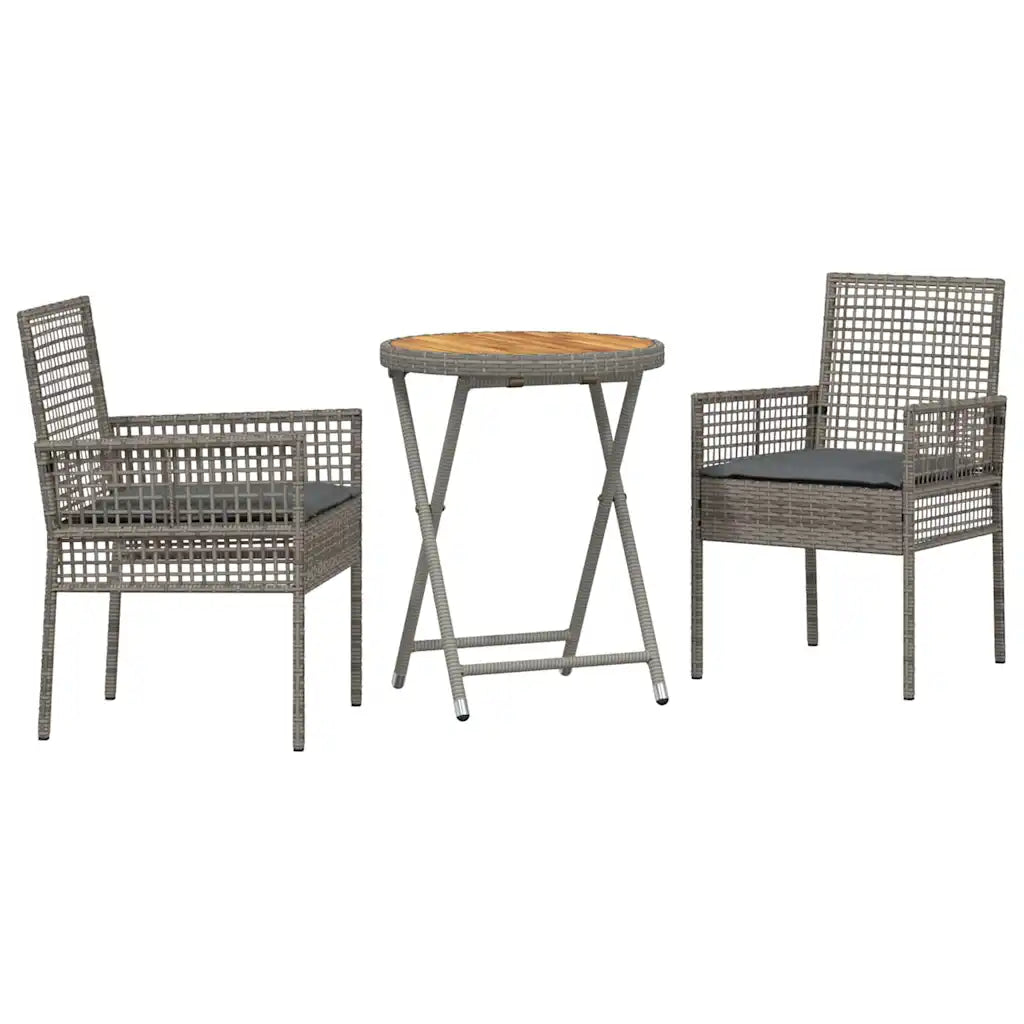 Set Bistro de Grădină 3 pcs Gri poliratan
