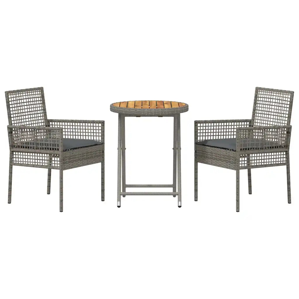 Set Bistro de Grădină 3 pcs Gri poliratan