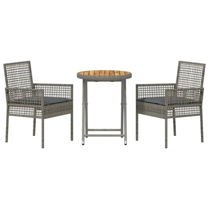 Set Bistro de Grădină 3 pcs Gri poliratan