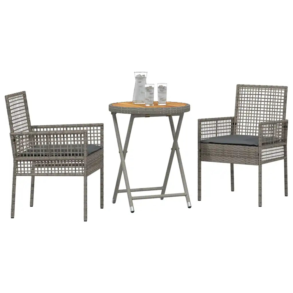 Set Bistro de Grădină 3 pcs Gri poliratan