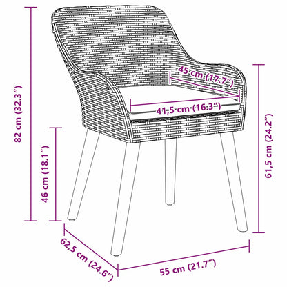 Scaun pentru Grădină 2 pcs Gri deschis 62.5 x 55 x 82 cm