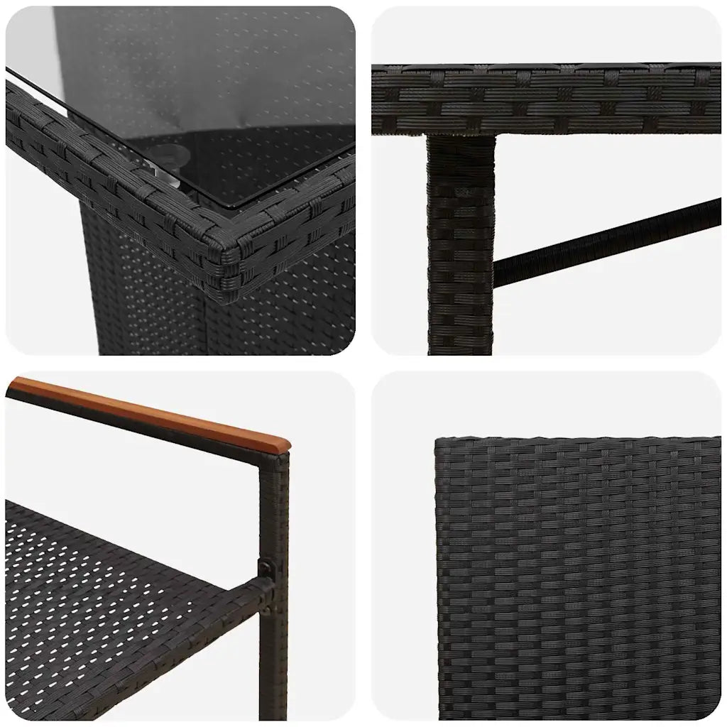 Set de masă pentru grădină 7 pcs Negru poliratan