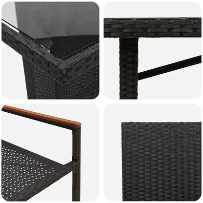 Set de masă pentru grădină 7 pcs Negru poliratan
