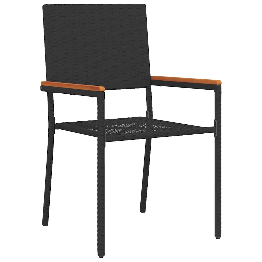 Set de masă pentru grădină 7 pcs Negru poliratan