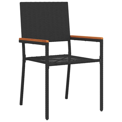 Set de masă pentru grădină 7 pcs Negru poliratan