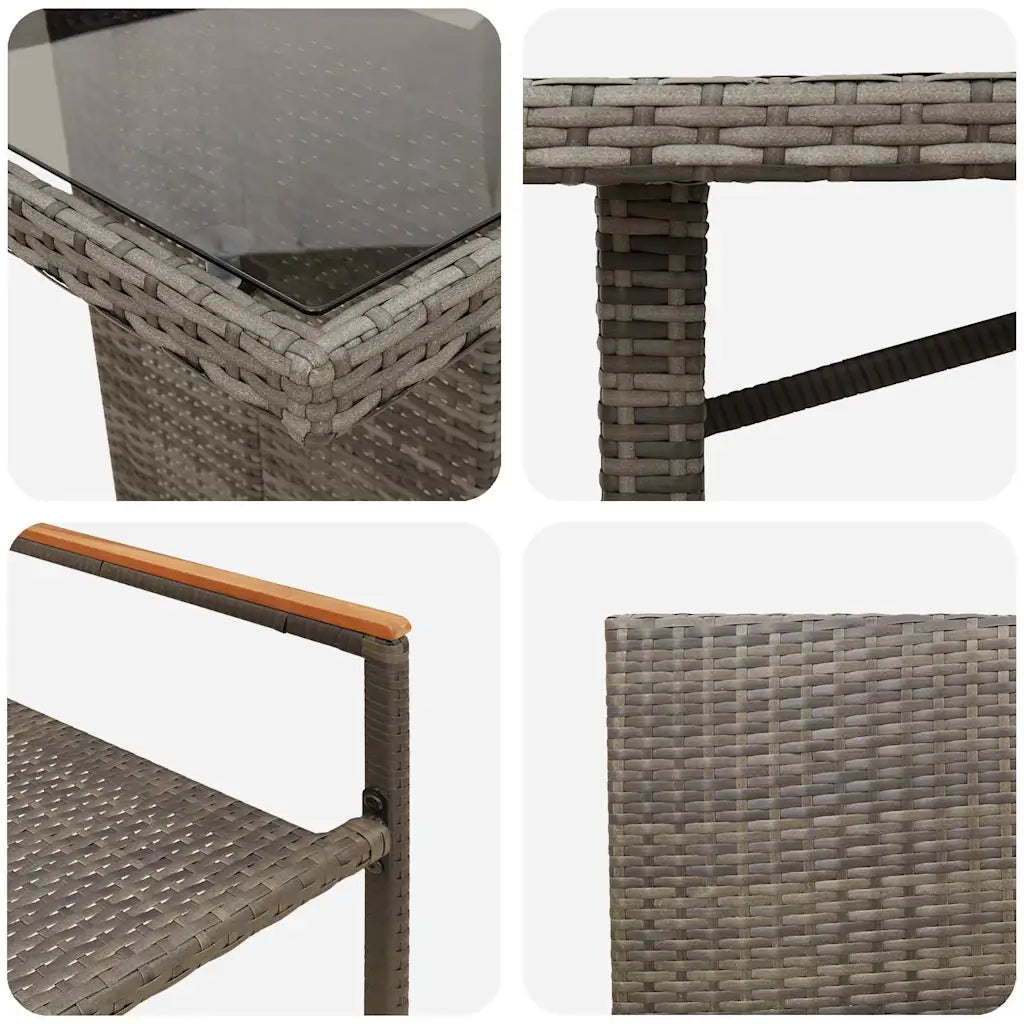 Set de masă pentru grădină 7 pcs Gri poliratan