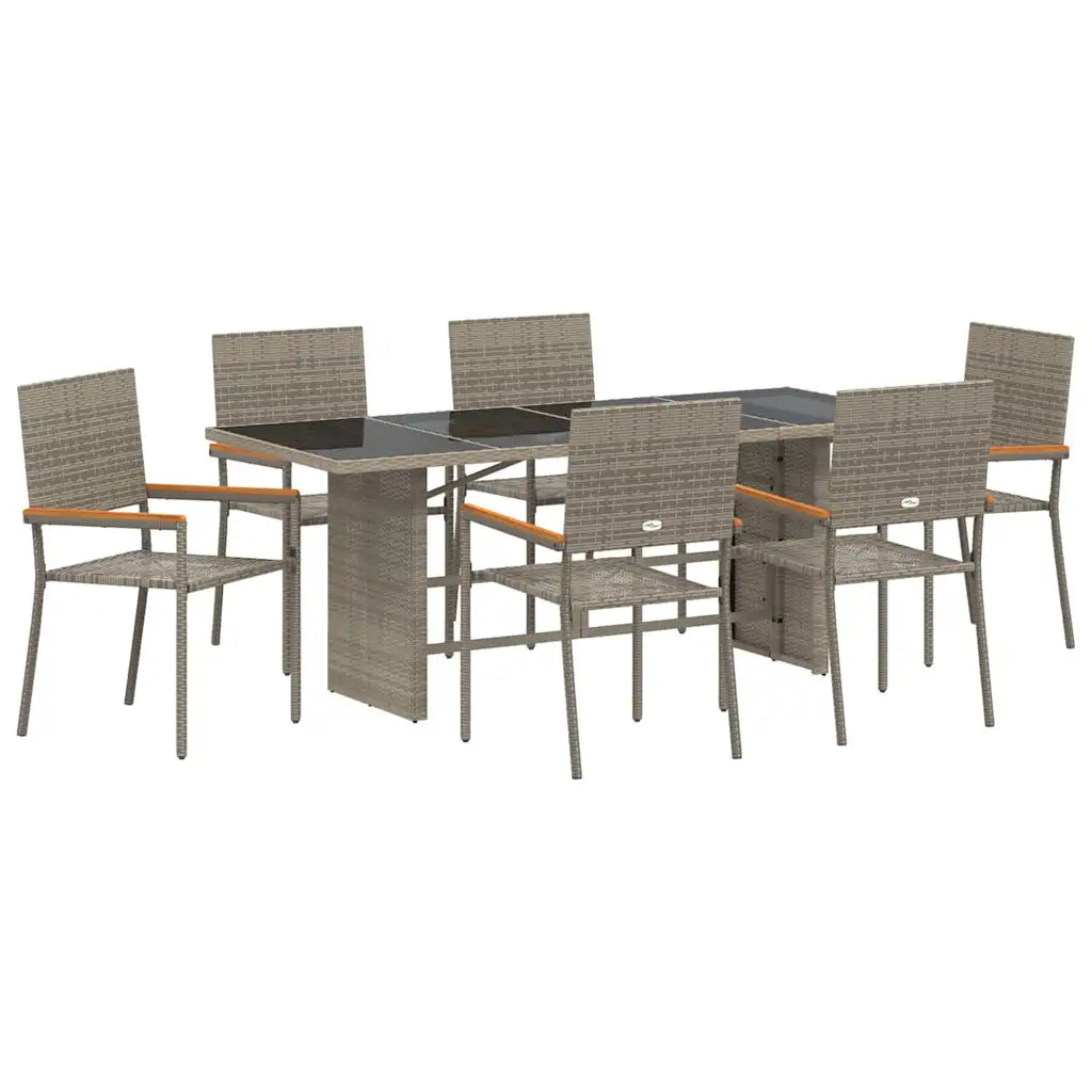 Set de masă pentru grădină 7 pcs Gri poliratan