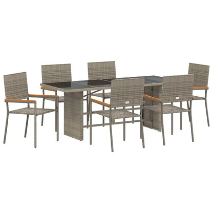 Set de masă pentru grădină 7 pcs Gri poliratan