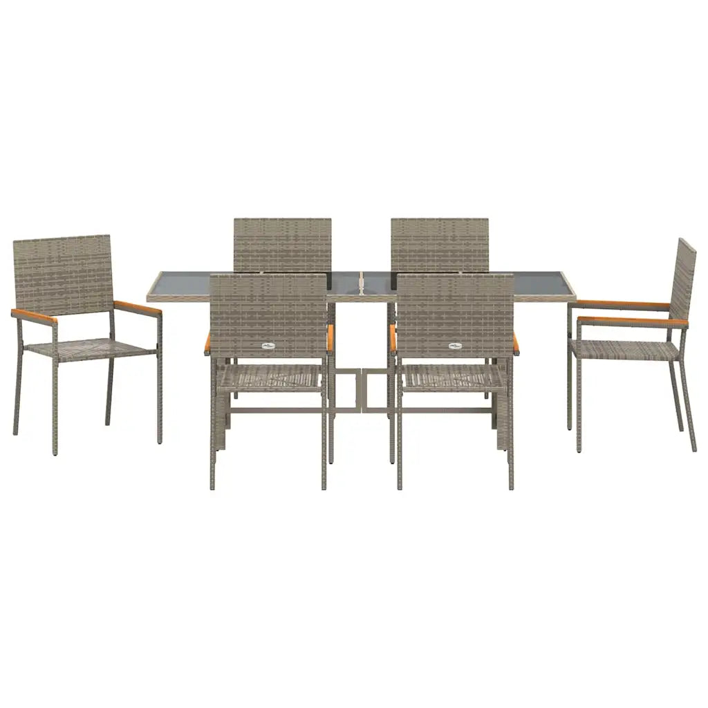 Set de masă pentru grădină 7 pcs Gri poliratan